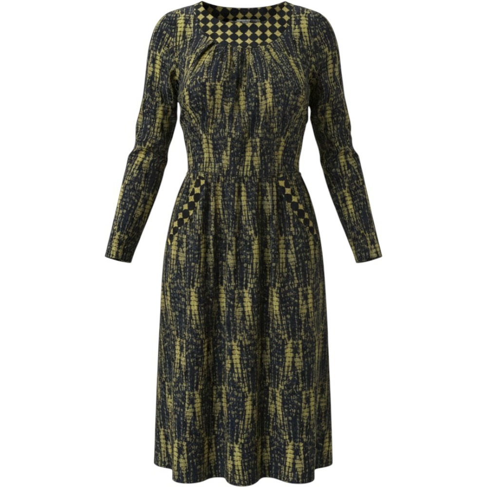 Bitte Kai Rand Dress Abstract Print Green Black Women EU 38 NWT Long Sleeve Midi